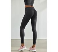 Seamless Leggings LASCANA "Po Push Up", Damen, Gr. M (40/42), N-Gr, schwarz, Obermaterial: 91% Polyamid, 8% Elasthan, 1% Polyester, unifarben, figurbetont lang, Hosen, mit Rippstruktur und Shapingeffe