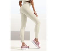 Seamless Leggings LASCANA "Po Push Up", Damen, Gr. S (36/38), N-Gr, beige (sand), Obermaterial: 91% Polyamid, 8% Elasthan, 1% Polyester, unifarben, sportlich, figurbetont lang, Hosen, mit Rippstruktur