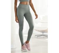 Seamless Leggings LASCANA "Po Push Up", Damen, Gr. S (36/38), N-Gr, grün, Obermaterial: 91% Polyamid, 8% Elasthan, 1% Polyester, unifarben, figurbetont lang, Hosen, mit Rippstruktur und Shapingeffekt,