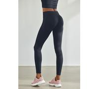 Seamless Leggings LASCANA "Po Push Up", Damen, Gr. XS (32/34), N-Gr, blau (dunkelblau), Obermaterial: 91% Polyamid, 8% Elasthan, 1% Polyester, unifarben, sportlich, figurbetont lang, Hosen, mit Rippst
