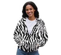SEANATIVE Damen-Kapuzenpullover mit Reißverschluss, Kordelzug, langärmelig, lässig, Kapuzenjacke mit Tasche, Größe XS-5XL, Zebra-Print, XXL