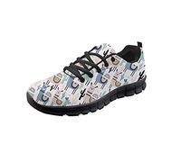 SEANATIVE Damen Sport Gym Sneaker Mode Atmungsaktive Laufschuhe Casual Walking Schuhe, Weiß - Süße Alpakas - Größe: 42.5 EU