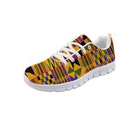 SEANATIVE Modische Turnschuhe für Damen, bequeme Sport-Laufschuhe, Schnürschuhe, Netzgewebe, flache Schuhe für Teenager, Mädchen, Wandern, Tennis, Turnschuhe, Grau - Afrikanisches Tribal - Größe: 42