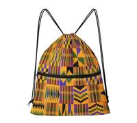 SEANATIVE Rucksack mit Kordelzug für Damen und Herren, mit Reißverschlusstasche, tragbar, Sport, Strand, Tasche für Fitnessstudio, Yoga, Wandern, Afrikanische Kente