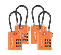 Search Alert TSA zugelassene Reise-Kombinations-Gepäck-Kabelschlösser für Koffer, Fitnessstudio, Werkzeugkasten, Rucksack, 1, 2, 4, 6 und 10 Stück, Orange, 4 Stück, Einheitsgröße
