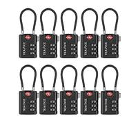 Search Alert TSA-zugelassenes Reise-Kombinations-Gepäck-Kabelschlösser für Koffer, Turnhalle, Werkzeugkasten, Rucksack, 1, 2, 4, 6 und 10 Stück, Schwarz, 10er-Pack, Einheitsgröße