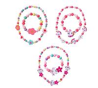 Seasboes 6 Stück Schmuck für kinder mädchen, Ketten kinder, Holz Kinder Schmuck Set, Einhorn Freundschaftsarmband Mädchen Halskette, Einhorn Armbänder Mädchen, Halskette Armbänder Kinder Mitgebsel