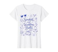 Seashells and Wedding Bells Bridesmaid Bachelorette Party Preisgünstiges Grafik-T-Shirt, Damen, Weiß, S
