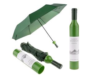 Seaside No.64 - Taschen-Regenschirm Umbrella Weinflasche Weißwein - lustiger Geschenkartikel - für Männer & Frauen - ∅90cm grün - Bottle Fine Wine Claoudy Mountain - Regentage (Weißweinflasche)
