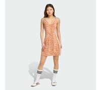 Shirtkleid ADIDAS SPORTSWEAR "SEASONAL ESSENTIALS MIT LEOPARDENPRINT UND 3-STREIFEN", Damen, Gr. L, N-Gr, braun (multicolor, wonder aluminium), Obermaterial: 90% Baumwolle, 10% Elasthan, Kleider Shirt