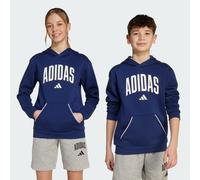 Kapuzensweatshirt ADIDAS SPORTSWEAR "J CLGT OH FL HD", Kinder, Gr. 164, blau (dunkelblau, weiß), Obermaterial: 55% Baumwolle, 36% Polyester, 9% Viskose, sportlich, Sweatshirts (30475048-164) dunkelbla