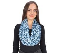 Seasons of April Damen Loop Schal - Hochwertiger Viskose-Seide Mix mit Animal-Print | Dünn, Leicht, Weich - Kiwi (M272 Blau)