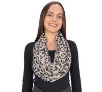 Seasons of April Damen Loop Schal - Hochwertiger Viskose-Seide Mix mit Animal-Print | Dünn, Leicht, Weich - Kiwi (M274 Sand)