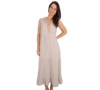 Seasons of April Damen Musselin Maxikleid Maxi Kleid aus 100% Baumwolle mit Tasseln, Leicht & Locker, One Size - Viola (beige)