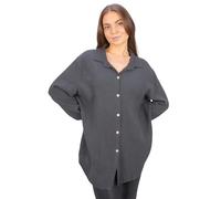 Seasons of April Damen Musselinbluse aus 100% Baumwolle, Gr. S/M & L/XL - lang, luftig & locker - Susie (Anthrazit, L/XL)