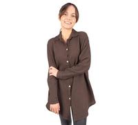 Seasons of April Damen Musselinbluse aus 100% Baumwolle, Gr. S/M & L/XL - lang, luftig & locker - Susie (Mokka, S/M)