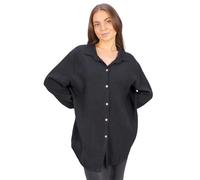 Seasons of April Damen Musselinbluse aus 100% Baumwolle, Gr. S/M & L/XL - lang, luftig & locker - Susie (Schwarz, L/XL)