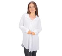 Seasons of April Damen Musselinbluse aus 100% Baumwolle, Gr. S/M & L/XL - lang, luftig & locker - Susie (Weiß, S/M)