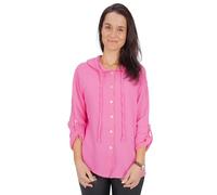 Seasons of April Damen Musselinbluse aus 100% Baumwolle, Oversized, Halbarm & mit Kapuze - Camila (pink, S/M)
