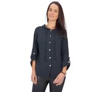 Seasons of April Damen Musselinbluse aus 100% Baumwolle, Oversized, Halbarm & mit Kapuze - Camila (schwarz, S/M)