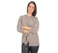 Seasons of April Damen Musselinbluse aus 100% Baumwolle, Oversized, Halbarm & mit Kapuze - Camila (Taupe, S/M)
