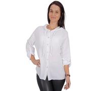 Seasons of April Damen Musselinbluse aus 100% Baumwolle, Oversized, Halbarm & mit Kapuze - Camila (weiß, L/XL)