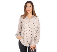 Seasons of April Damen Musselinbluse mit Herz Herzen aus 100% Baumwolle Oversized - Liya (beige schwarz)