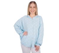 Seasons of April Damen Musselinbluse mit Herz Herzen aus 100% Baumwolle Oversized - Liya (hellblau weiß)