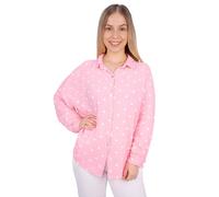 Seasons of April Damen Musselinbluse mit Herz Herzen aus 100% Baumwolle Oversized - Liya (Light pink weiß)