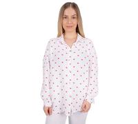 Seasons of April Damen Musselinbluse mit Herz Herzen aus 100% Baumwolle Oversized - Liya (weiß rot)