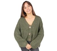 Seasons of April Damen Strickjacke Oversize Cardigan mit Knöpfen - JoJo (Khaki)