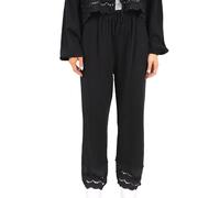 Seasons of April Lange & lockere Musselin Hose mit Lochstickerei und Elast. Bund - INES (Schwarz)