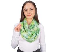 Seasons of April Weicher Damen Loop Schal mit Katzenmuster - Leicht, dünn aus Viskose-Seide - Accessoire - Molly (M220 Grün)