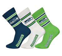 NFL Unisex Seattle Seahawks 3pk Crew Socks, Navy-White-Green, 43-46 (3er Pack)
