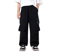 SEAUR Baggy Cargo Hose Jungen Hip Hop Hose mit Gummizug 4 Taschen Freizeithose Kinder Cargohose Teenager Freizeit Streetwear - 140 (9-10 Jahre)
