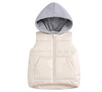 SEAUR Daunenweste Kinder Winter Kapuzenweste Jungen Mädchen Weste Outdoor Winddicht Leicht Pufferweste mit Kapuze - 164