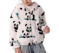 SEAUR Flauschiger Jacke Kinder Mädchen Kuschelig Teddy-Fleece Mantel Supersoft Plüsch Hoodie Cartoon Tier Muster Pullover - 130(100-130CM)