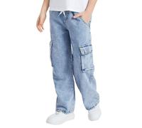 SEAUR Jeans Jungen Baggy Cargohose Y2K Cargo Hose Hip Hop Streetwear Kinder Jeanshose mit Gummibund - EU 140 (10 Jahre)