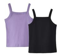 SEAUR Kinder Mädchen Unterhemd Spaghetti Träger Tank Top Sommer Einfarbig Gerippt Crop Top Ärmellos Oberteile 2er Pack 3-14 Jahre - 120