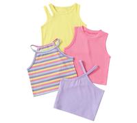 SEAUR Mädchen Tank Top Sommer Crop Top Ärmellos Oberteile Kinder Unterhemd 4er Pack - 6 Jahre