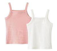 SEAUR Mädchen Tank Top Spaghetti Träger Unterhemd Sommer Einfarbig Ärmellos Oberteile Kinder Gerippt Crop Top 2er Pack 3-14 Jahre - 130