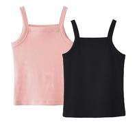 SEAUR Mädchen Tank Top Spaghetti Träger Unterhemd Sommer Einfarbig Ärmellos Oberteile Kinder Gerippt Crop Top 2er Pack 3-14 Jahre - 130