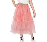 SEAUR Mädchen Tüll Rock Midi Plissee Kinderrock Knielänge Chiffon Rock Mädchen Maxi Tüll Rock für Alltag Geburtstag Rosa 2 11-12 Jahre (160)