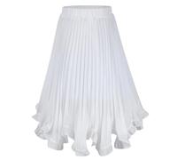 SEAUR Maxirock Mädchen Langer Plisseerock Rüschensaum Faltenrock Sommerrock Leicht-Glänzend Elastische Taille Kinder 110-165=(EU 104-164)