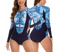 SEAUR Rashguard Damen Langarm UPF 50+ UV Schutz Einteiliger Badeanzug Slim Fit One Piece Schwimmanzug Sonnenschutz Shirt Bademode Swimsuit - S