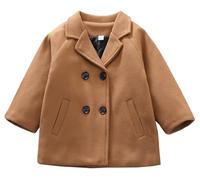 SEAUR Wollmantel Kleinkind Jungen Mädchen 1-6 Jahre Frühling Herbst Mantel Warm Knöpfe Trenchcoat Übergangsjacke Winterjacke - 90(80/86)
