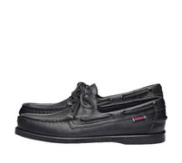 Sebago Portland Bootsschuhe - Mokassins aus Vollnarbenleder, handgenäht mit Ledersockenfutter und abriebfesten, rutschfesten Gummilaufsohlen, Schwarz - Total Black, 43.5 EU
