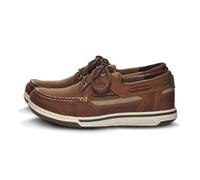 Sebago Triton FGL Bootsschuhe mit drei Ösen, gewachstes Leder, Mokassins mit atmungsaktivem Netzfutter, bequemer EVA-Einlegesohle und Strobel-befestigter Gummi-Außensohle, Brauner Zimt, 44.5 EU