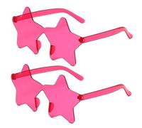 SECALIFE 2 Stück sternförmige Sonnenbrille, mehrfarbig, randlos, sternförmige Brille, modische Sterne, übergroße modische Sonnenbrille, Brillen für Frauen, lila, rosarot, Einheitsgröße