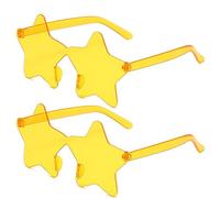 SECALIFE 2 Stück Sternform-Sonnenbrille, mehrfarbig, randlos, sternförmig, modisch, übergroß, modisch, für Damen, Violett, gelb, Einheitsgröße